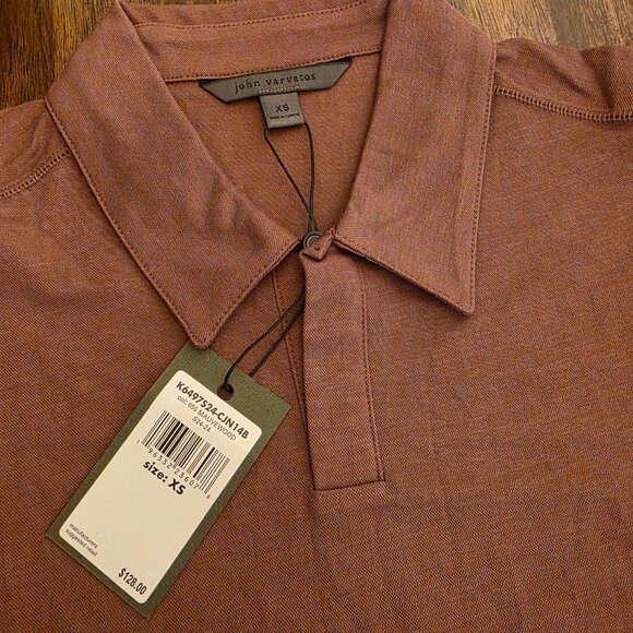 John Varvatos Polo Shirt Men's XS Mauvewood Peace Sign Logo K6497S24 NWT - Picture 2 of 14